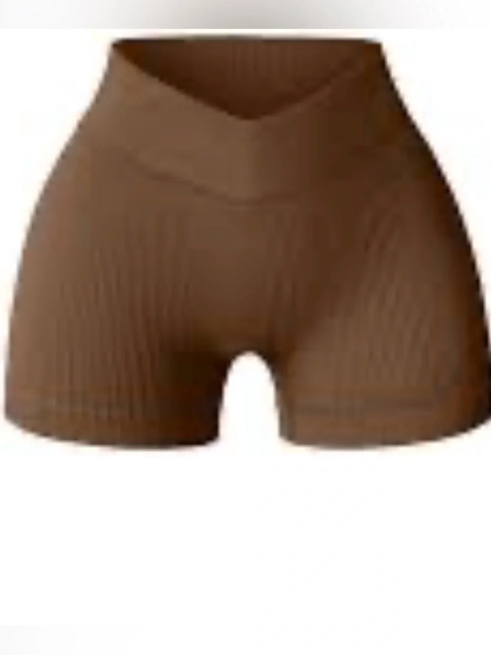 V-Waist Ribbed Bike Shorts — Brown